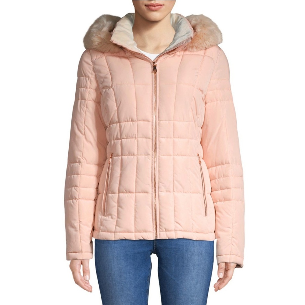 Calvin Klein Quilted Faux Fur Hooded Jacket